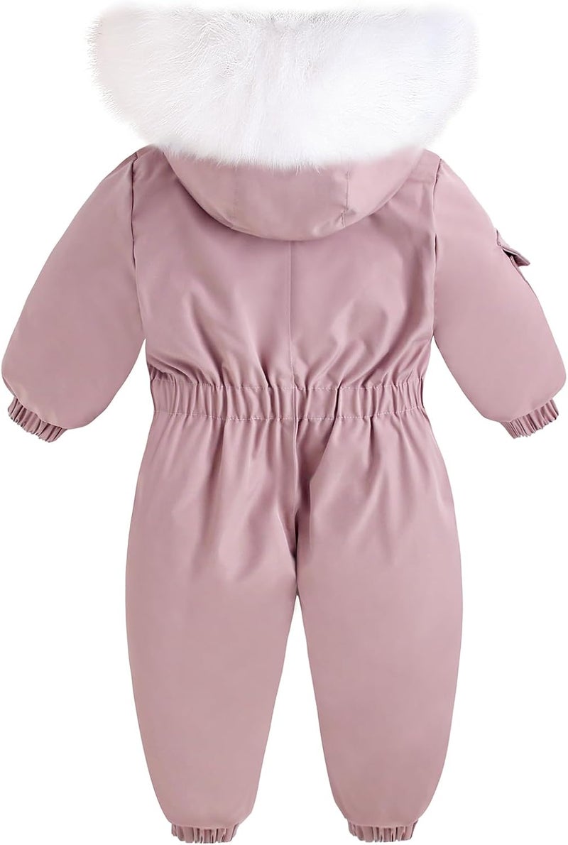 IBOBOOM Baby Snowsuit 2T Toddler Snow Suit Winter Coat Ski Clothes Puffer Jacket 3T Pink - Image 2